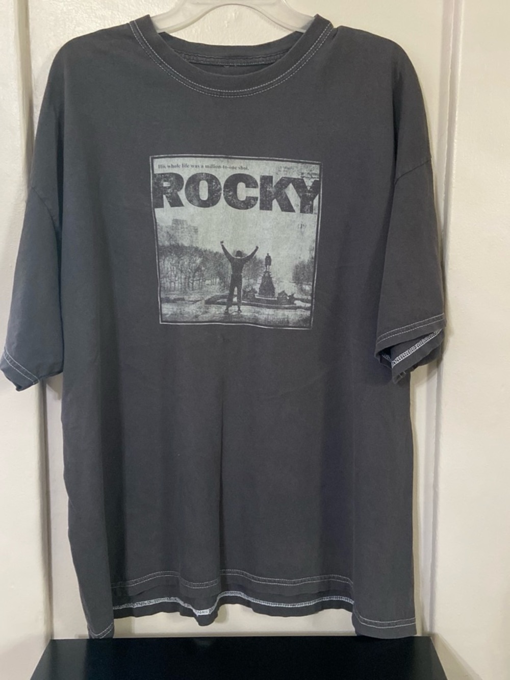 Rocky Mens Short-Sleeve Tee in Charcoal Gray with Graphic